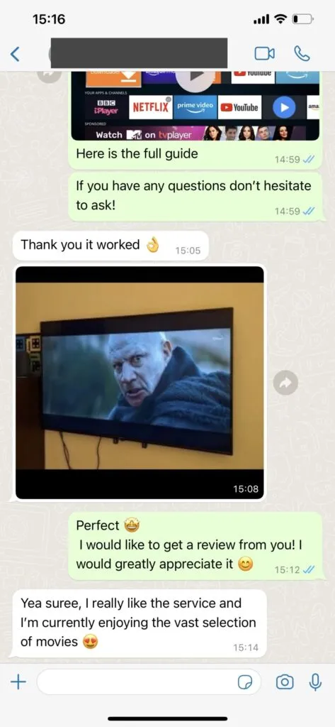 WhatsApp customer chat verification screenshot 1